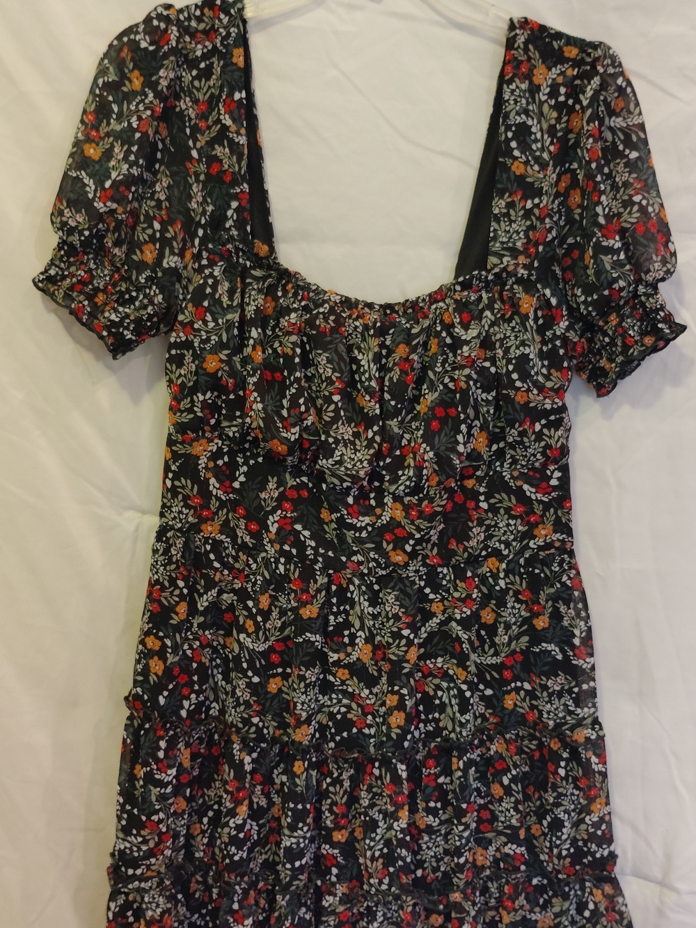 Women’s Black Floral Cottagecore Dress